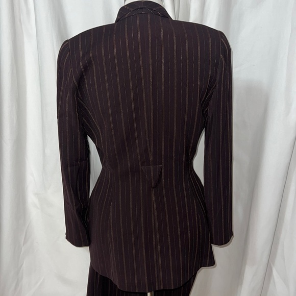 Thierry Mugler Vintage 1980’s Brown Wool Striped Suit Pant Set, size 42 - Picture 8 of 17